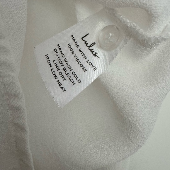 Lulus women's white collar button down short sleeve blouse shirt top small 4 6 - Picture 3 of 5